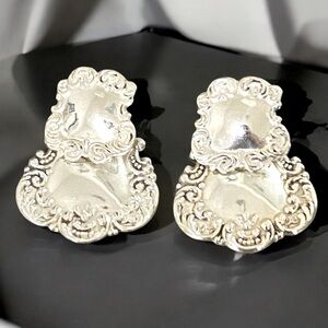 Vintage Victorian Ornate 925 Sterling silver earrings